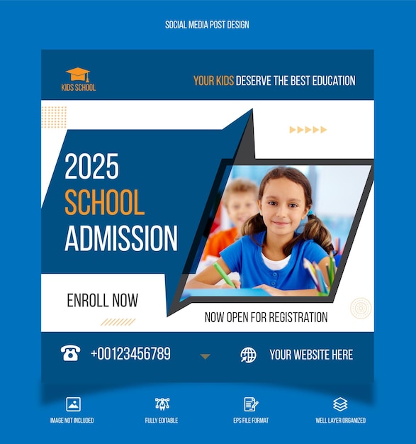 School admission banner template design for web