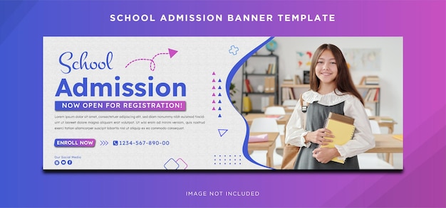 Vector school admission banner template design