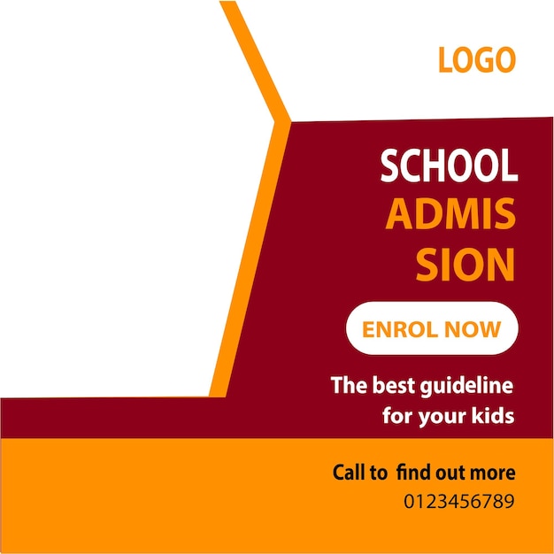 Vector school admission banner template design