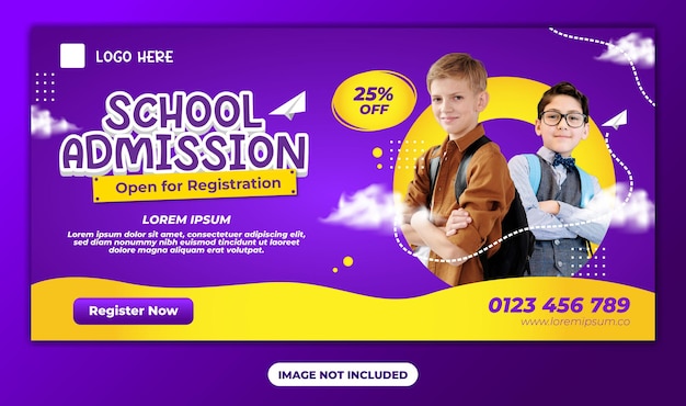 Vector school admission banner template