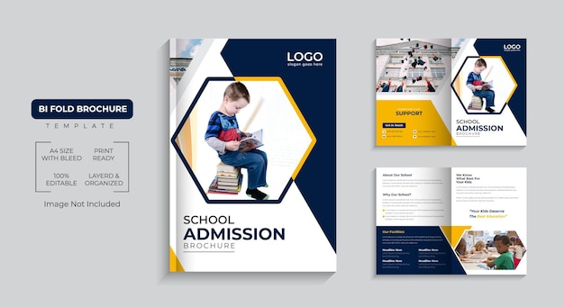 Vector school admission bi fold brochure template premium vector