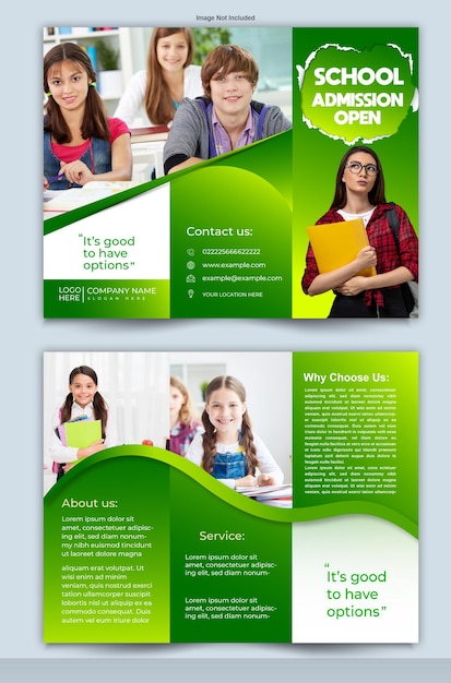 Vector school admission brochure template