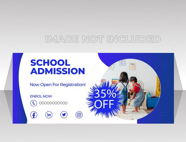 Vector school admission cover social media template