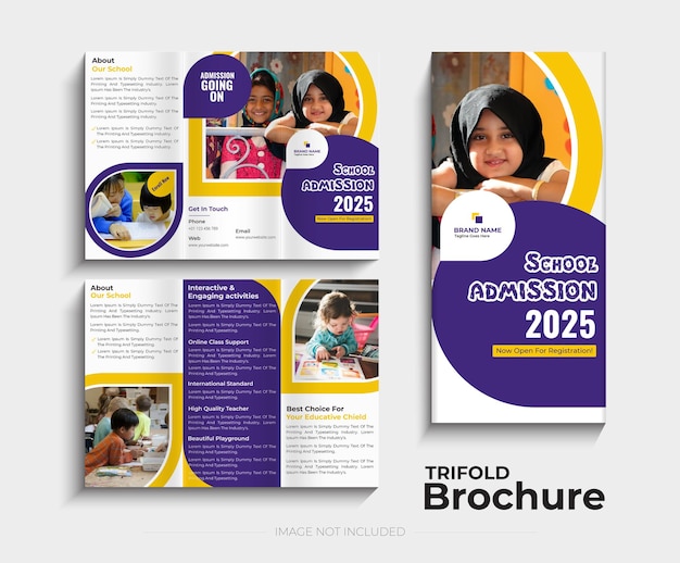 School admission creative trifold brochure design template