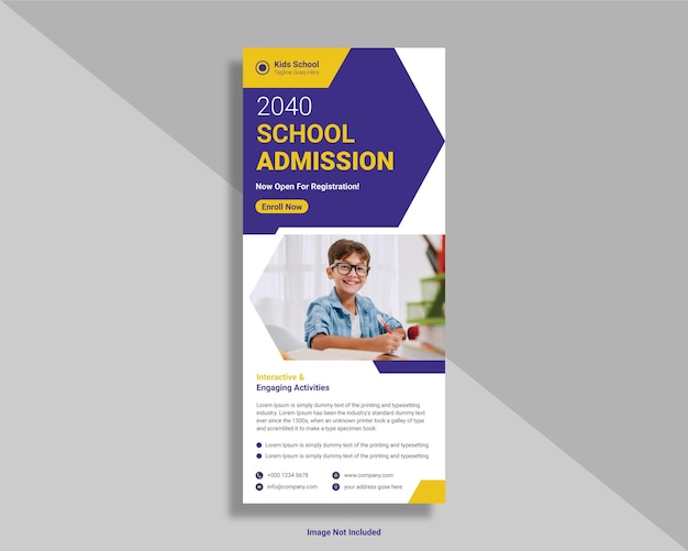 School admission dl flyer or colorful rack card admission flyer template