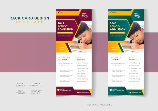 School admission dl flyer or modern rack card admission design template