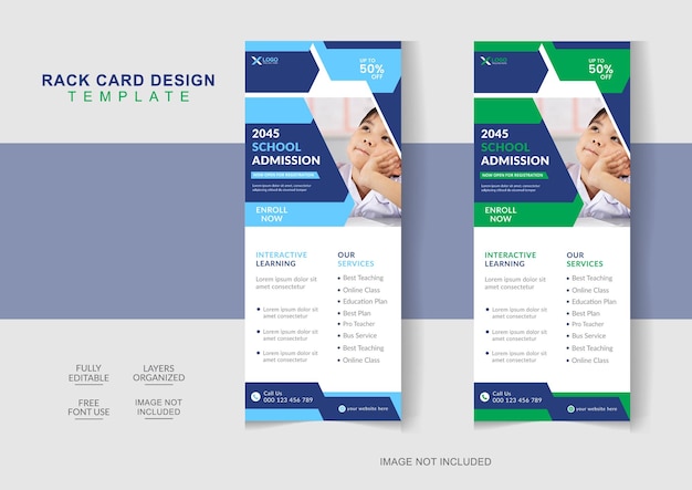 School admission dl flyer or modern rack card admission design template