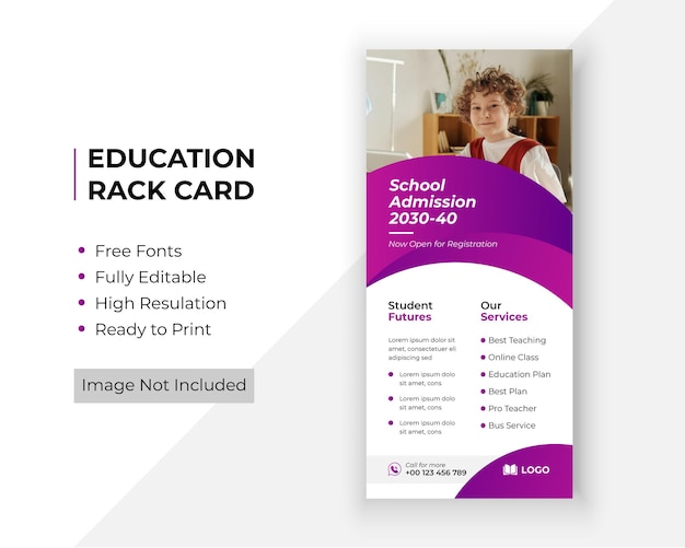 Vector school admission dl flyer rack card template premium vector