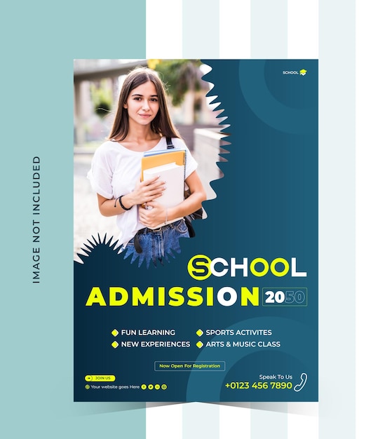 Vector school admission education flyer and leaflet template