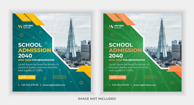 School admission education social media banner template