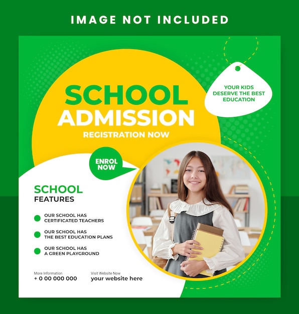 School admission education social media post promotional template
