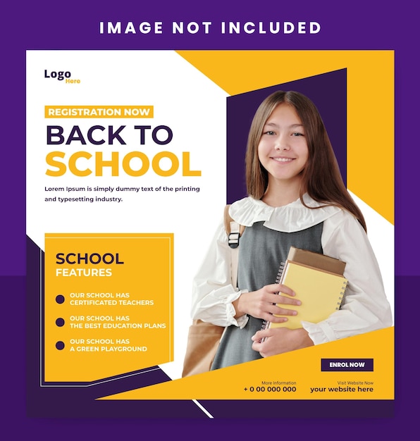 School admission education social media post promotional template