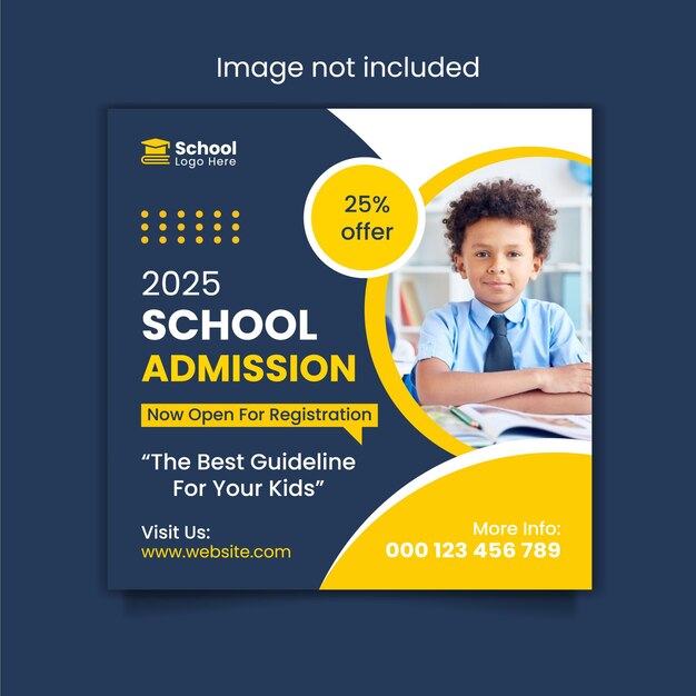 Vector school admission education social media post web banner