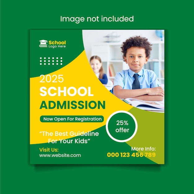 School admission education social media post web banner