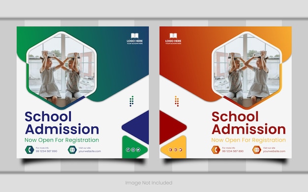 Vector school admission or education social media template premium vector, back-to-school social media post