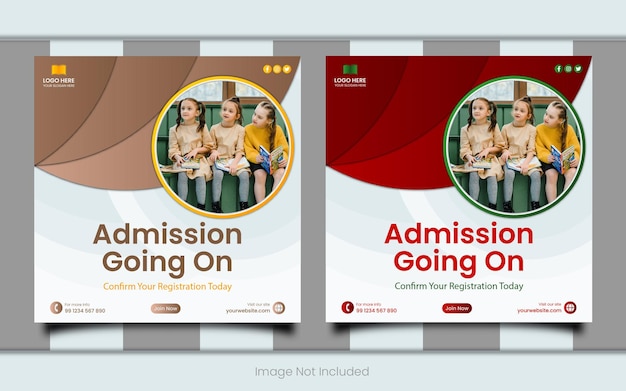 Vector school admission or education social media template premium vector, back-to-school social media post