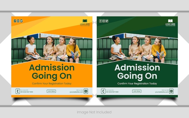 Vector school admission or education social media template premium vector, back-to-school social media post