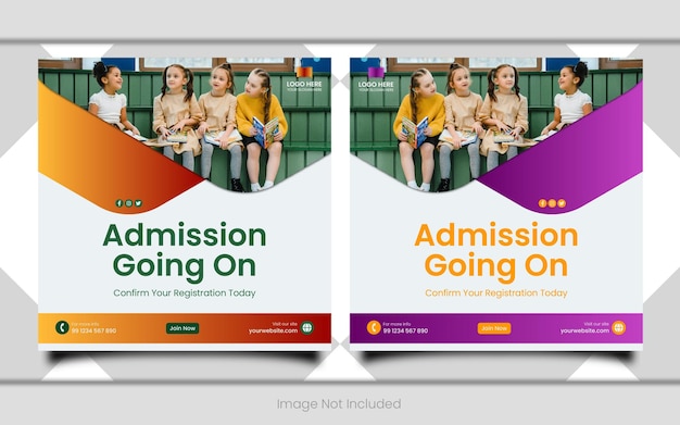 Vector school admission or education social media template premium vector, back-to-school social media post