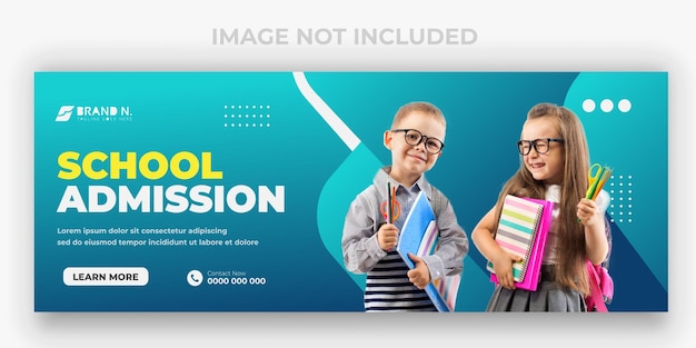 Copertina di facebook per l'ammissione alla scuola e sfondo pulito a 2 sfumature di colore o modello di progettazione di post di instagram per social media per annunci di corsi speciali