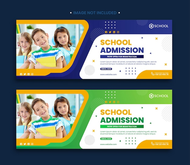 学校入学facebookカバーとwebバナーテンプレート