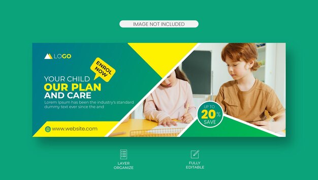 school admission facebook cover design and education banner template