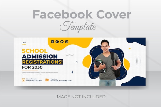 School admission Facebook cover design template