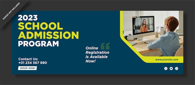 Vector school admission facebook cover design