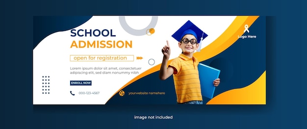 入学の Facebook カバー ページと Web バナー テンプレート