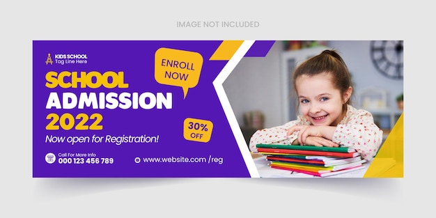 School admission facebook cover or social media web banner template