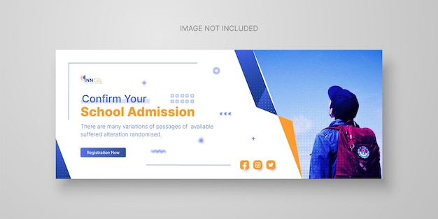 School admission facebook cover template premium vector