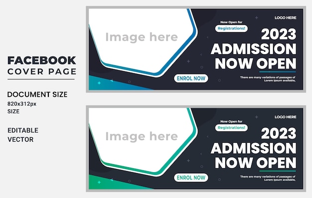 School Admission Facebook Cover and Web Banner Template design