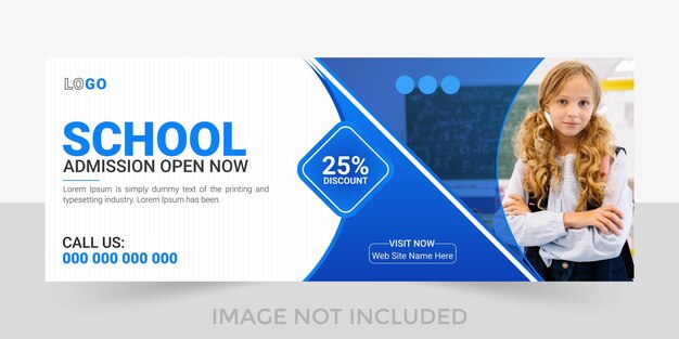 School Admission Facebook over Photo Design Template