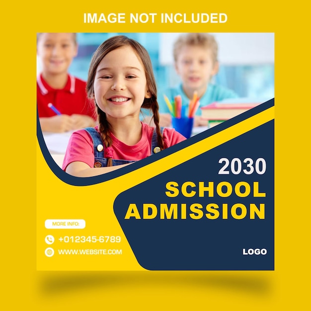 Vector school admission flayer for social media