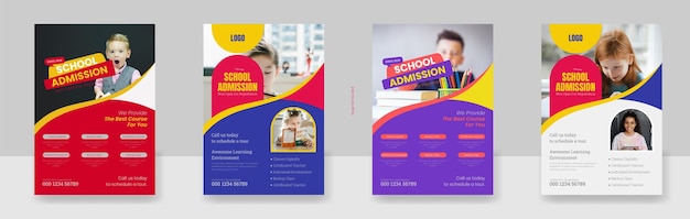 Vector school admission flyer bundle school admission flyer set