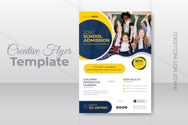 Vector school admission flyer design template with premium vector