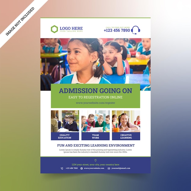 Vector school admission flyer design template