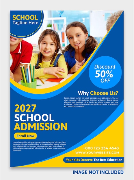 Vector school admission flyer design template