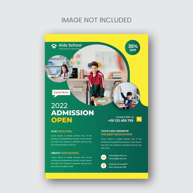 School admission flyer design with vector