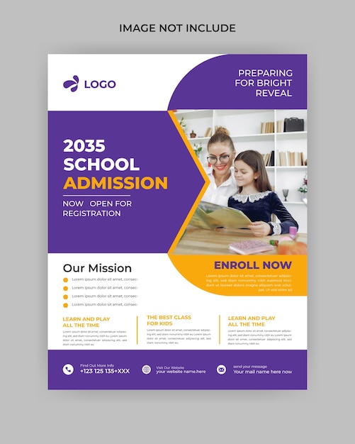 Vector school admission flyer design