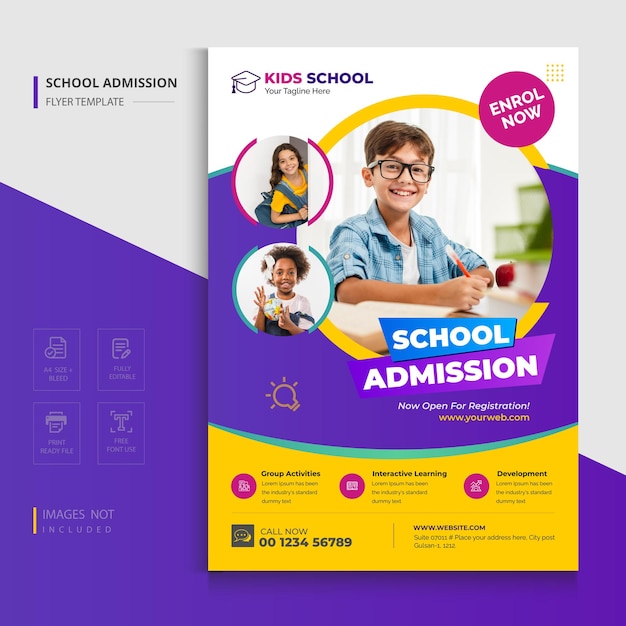 School admission flyer or Kids education flyer and leaflet template