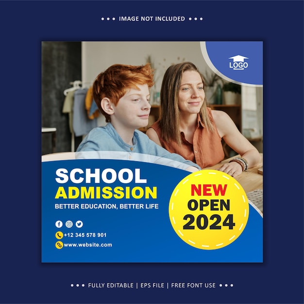 School admission flyer social media instagram facebook template