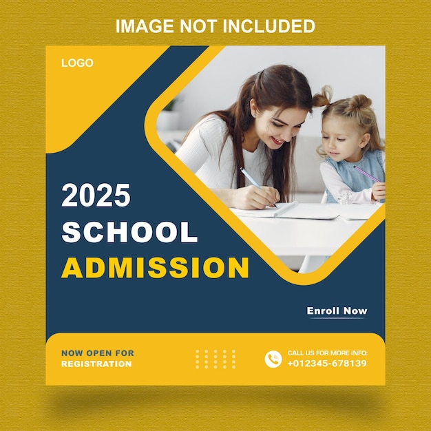 Vector school admission flyer for social media post