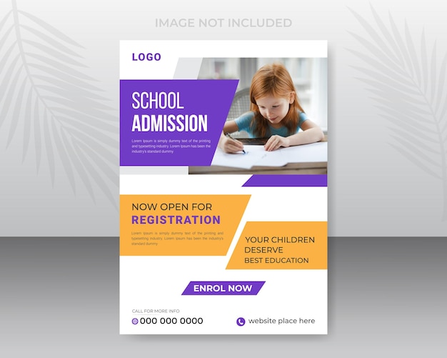 Vector school admission flyer template design