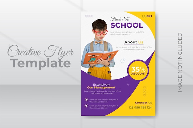 Vector school admission flyer template or education leaflet brochure