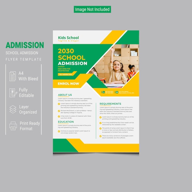 Vector school admission flyer template