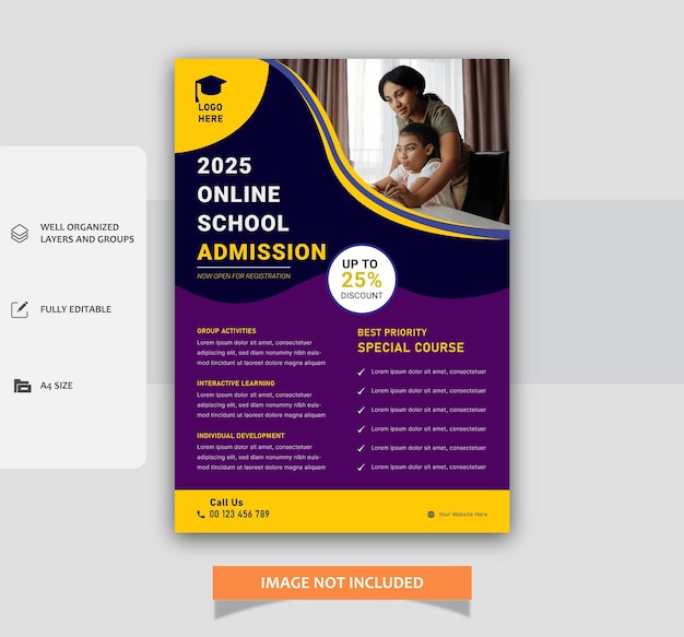 Vector school admission flyer template