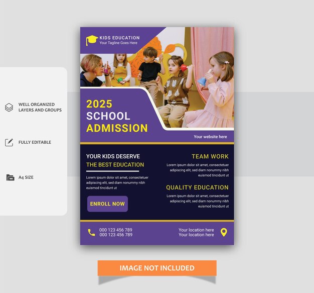 Vector school admission flyer template