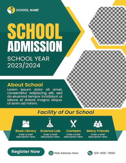 Vector school admission flyer vector template