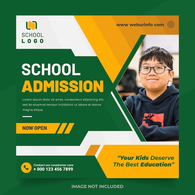 school admission going on social media post banner