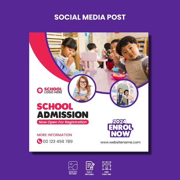 School admission high quality social media post and instagram post template